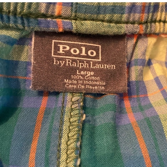 POLO: Men’s Ralph Lauren green blue plaid pajama lounge shorts size L - Picture 5 of 6
